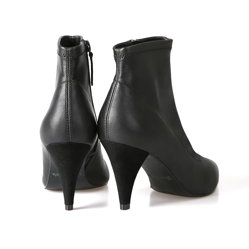 Женские ботинки из кожи и замши на высоком каблуке женские тонкие туфли удобная