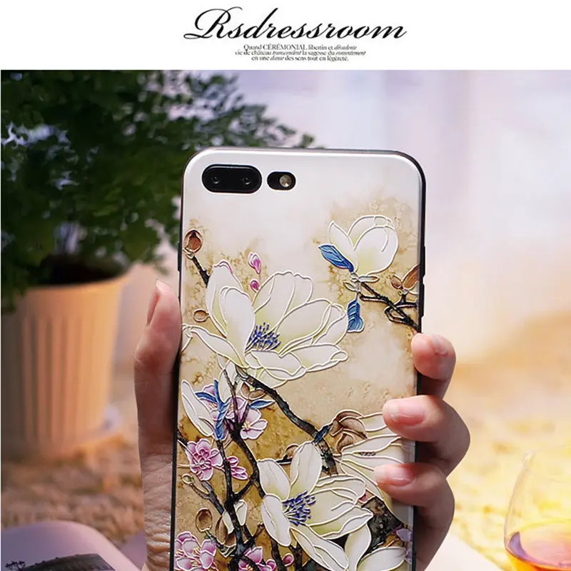Роскошный чехол с объемными рельефными цветами для Redmi 5 plus 4X 4A Note 4/4x 5A prime мягкий