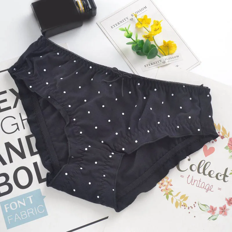 Женские хлопковые трусики в горошек с принтом сердца милое дамское нижнее белье