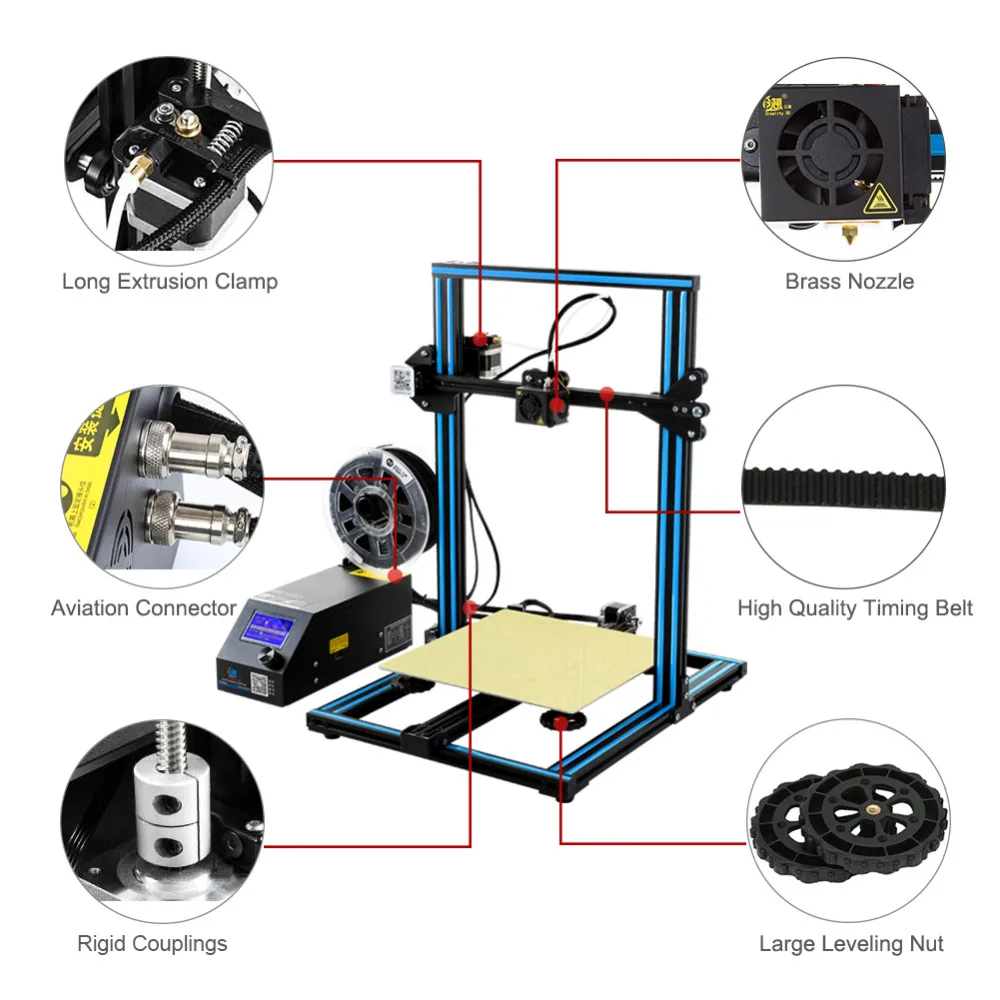 CR-10 3d принтер, набор, большой размер принтера 300*300*400 мм, дешевый 3D принтер с 200 г нитью+ горячая кровать+ 8 г sd-карта в подарок Creality 3D