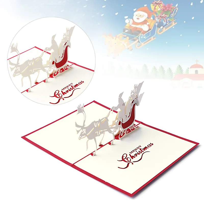 Рождественские открытки 3D Pop Up Merry Christmas серии санта ручной работы на заказ