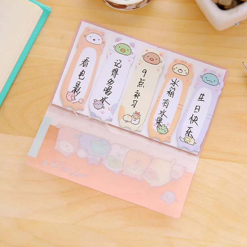 Симпатичные Sumikko Gurashi с ПВХ чехол dhesive блокнот для заметок декоративные наклейки студенческие канцелярские принадлежности Школьные офисные принадлежности