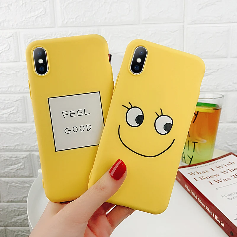 Чехол Moskado для iPhone 6 6S 7 8 Plus X Модный мягкий желтый чехол из ТПУ с милым мультяшным