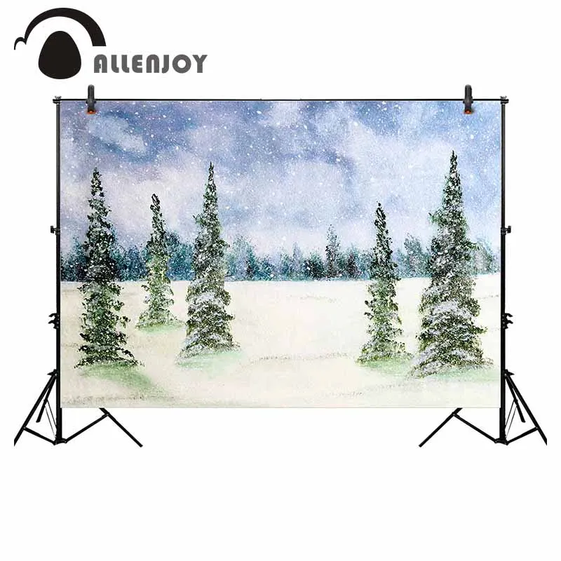 Allenjoy фоны для фотостудии Рождество зима снежинка сосна дерево небо фон Студия