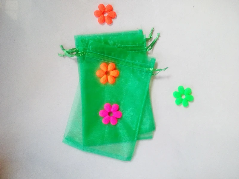 

200pcs Grass green organza gift bags 7x9cm party bags for women event Drawstring bag Jewelry Display Bag Pouch diy accessories