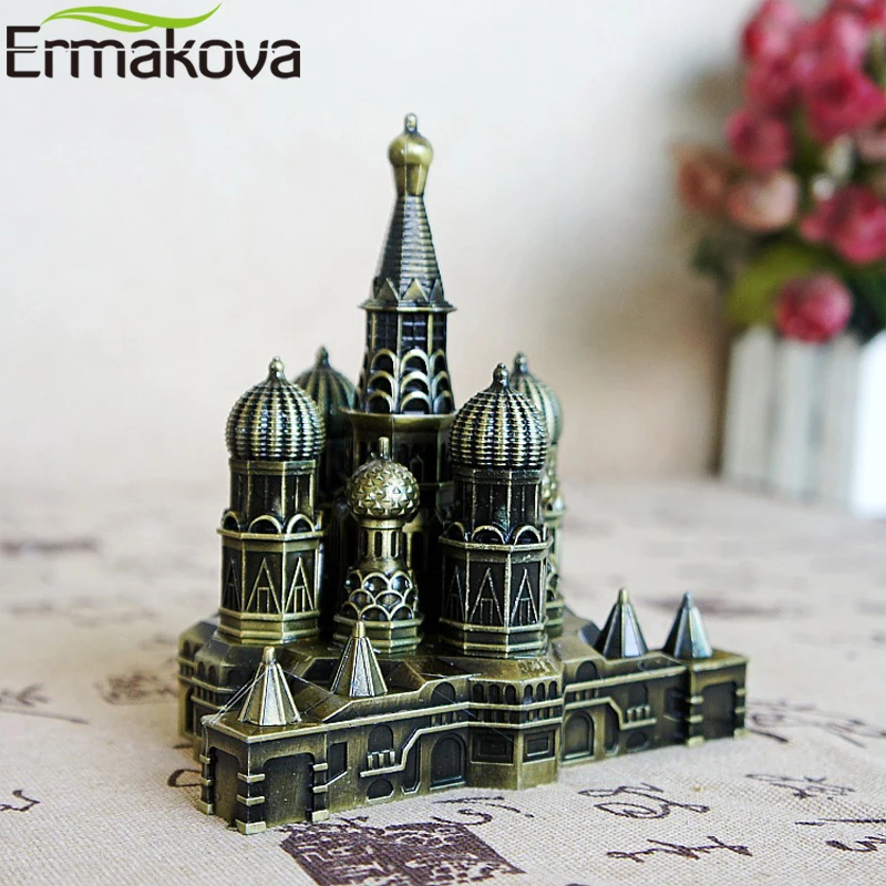 ERMAKOVA Ретро Бронзовая Металлическая статуэтка Кремля статуя Здания Модель гостиной винтажный Домашний Настольный Декор подарок