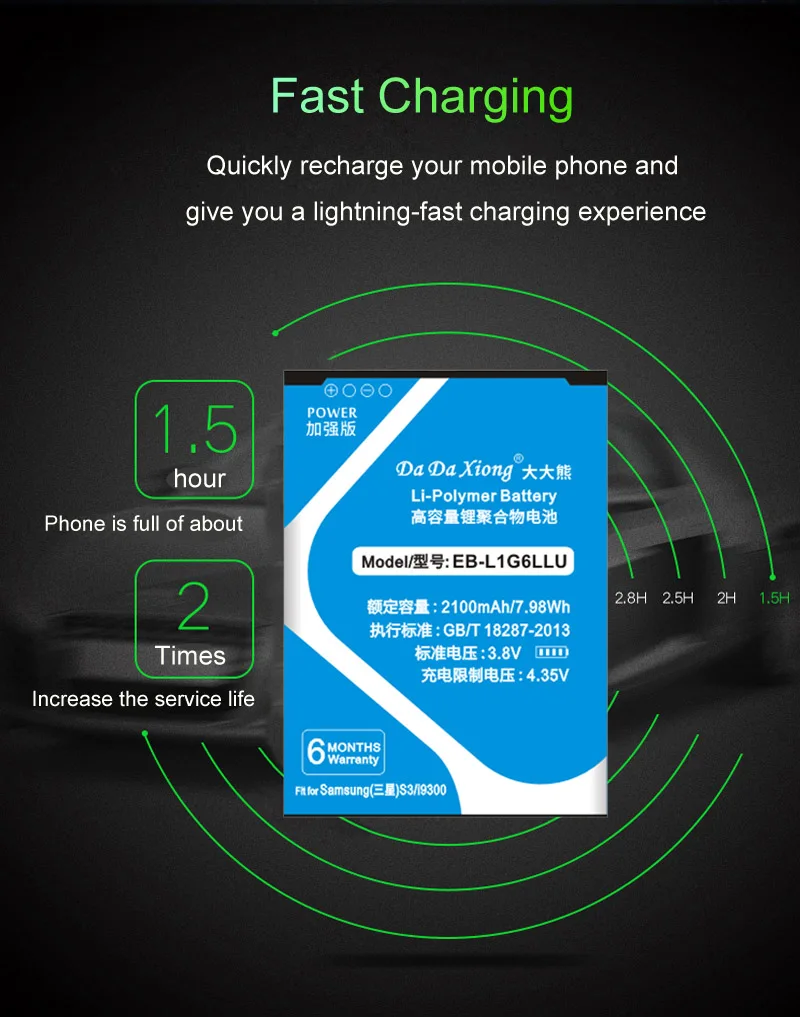 Оригинальный аккумулятор Da Xiong EB L1G6LLU/EB535163LU 2100 мАч для Samsung Galaxy S3 SIII I9300 I9308 i9082 i9305