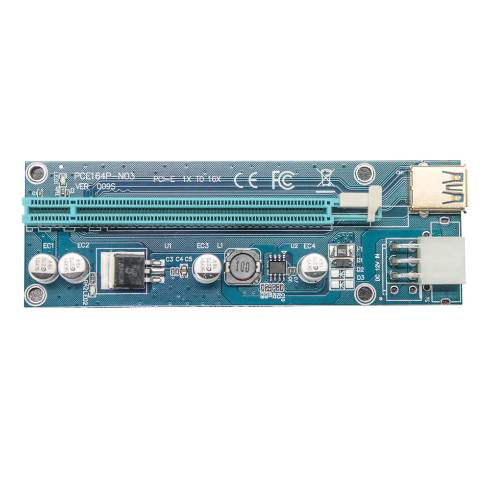 2018 Золотой VER 009 S Riser Card PCI E PCIE Express Molex USB 3 0 удлинитель адаптер Светодиодный 6Pin SATA 1X