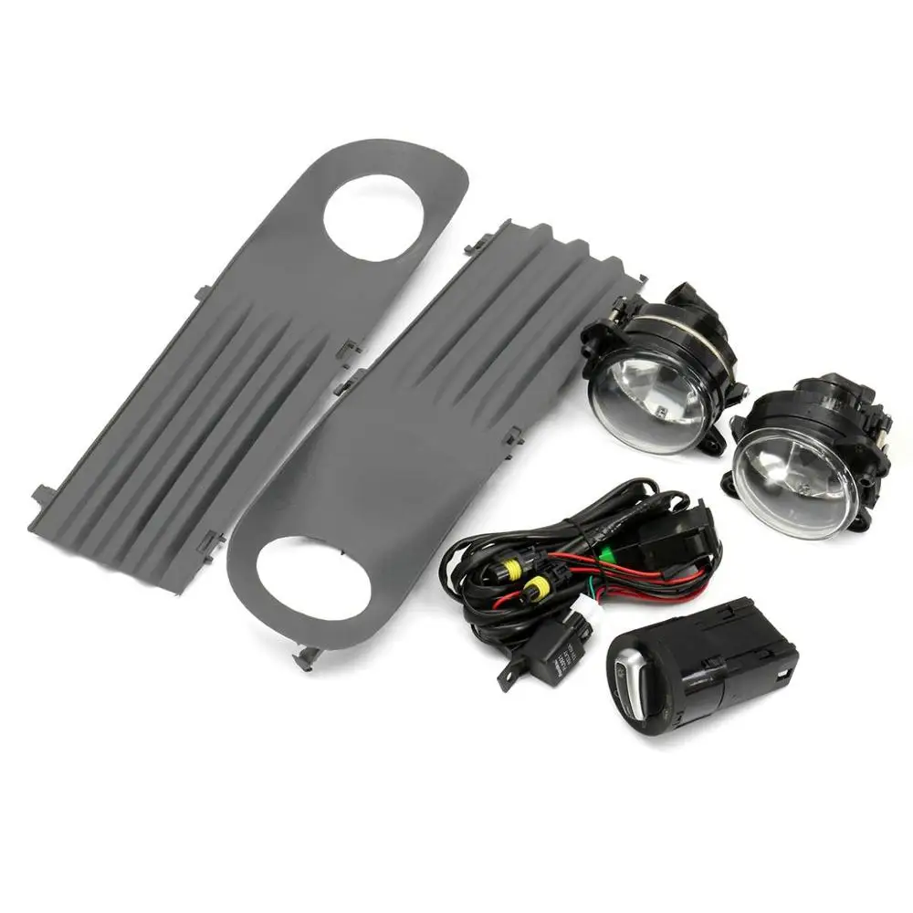 for VW T5 03-10 Пара переднего бампера Туман светильник с лампой решетки для VW Transporter/Caravelle 2009- для VW T5 2003-2010 с переключателем+ проводки - Цвет: for VW T5 03-10