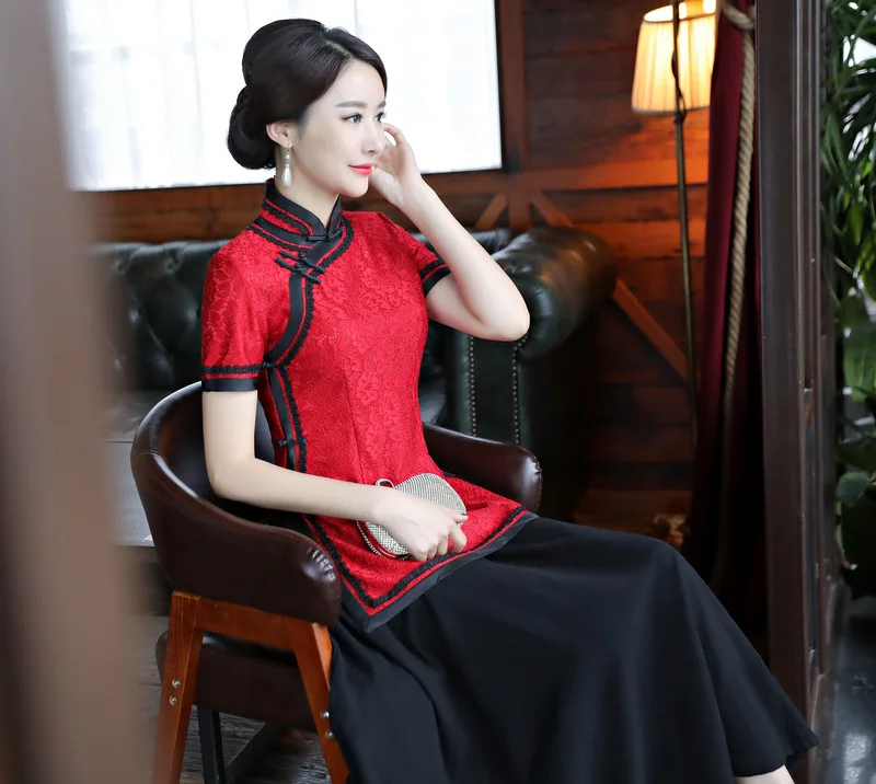

New Arrival Chinese Tradition Women's Blouse Lace Shirt Tops Print Floral Handmade Button Clothing Plus Size M L XL XXL 3XL