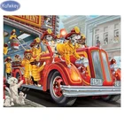 Алмазная живопись Собакапожарная машина Kufwkey, вышивка своими руками, мозаика, наклейки для украшения дома