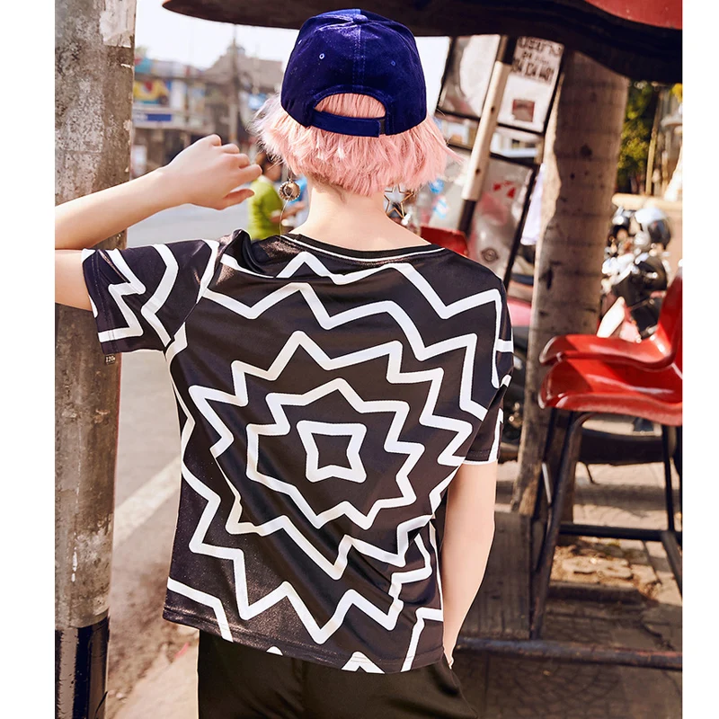 LORDXX печать Ulzzang harajuku футболка Черная vetement femme o образным вырезом Корейская