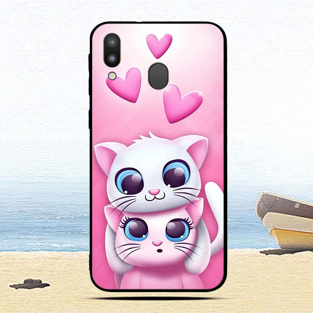 Чехол для samsung Galaxy M20 с кошкой из мультфильма, милый чехол для мобильного телефона, защитный чехол для samsung M 20, защитный чехол s Fundas