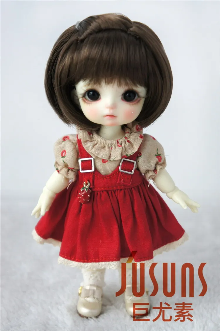 5-6inchDark BrownSM4 JD477 1/8 1/6 Прекрасный Средний БОБО пони BJD парик Размер 5-6 дюймов 6-7 дюймов мягкий синтетический мохер кукольные Парики Модные кукольные аксессуары - Цвет: 5-6inchDark BrownSM4