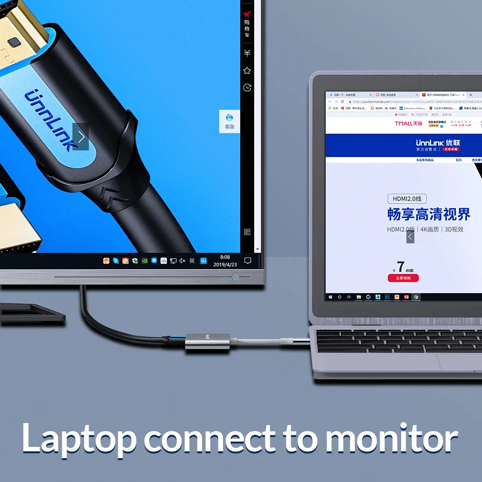 Адаптер Unnlink USB C-HDMI совместимый с USB3.0 PD UHD4K для MacBook Galaxy S20/S10/9 Dex Mate 20 P30 P40 Switch |