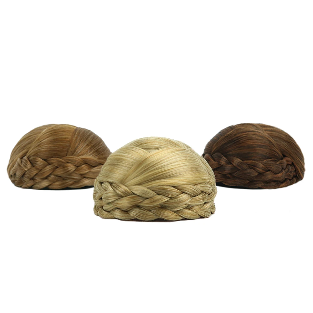 

Free Beauty Synthetic Hair Braided Clip In Hair Bun Chignon Hairpiece Womens Donut Roller Bun Blonde Brown Black Heat Resistant