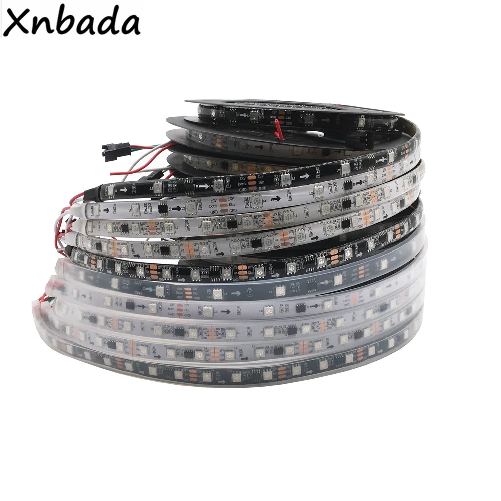 DC12V WS2811 5050 RGB адресуемый светодиодный пиксельный светильник полноцветная светодиодная лента Гибкая цифровая светодиодная лента 1 Ic контроль 3
