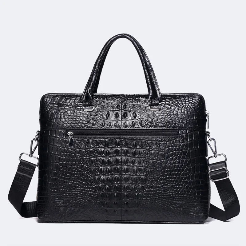 Luxury Crocodile Pattern Men's Briefcase Genuine Leather Handbags Men Business 14