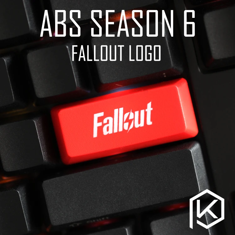 Новинка блестящие колпачки ABS гравированные, блестящий backspace введите fallout Логотип Черный Красный пользовательские механические клавиатуры