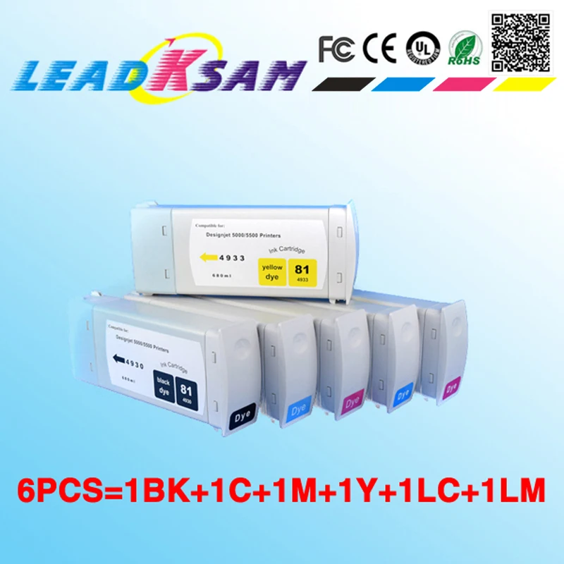 Совместим с чернильным картриджем hp81 для 81 DesignJet 5000/5500 C4930A C4931A C4932A C4933A C4934A C4935A |
