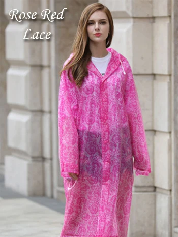 Lace Raincoat Women Уплотненный плащ из ЭВА с кружевом и принтом для женщин и девочек, прозрачный Дождевой Плащ, непромокаемый плащ из пластика - Цвет: Lace Raincoat Women