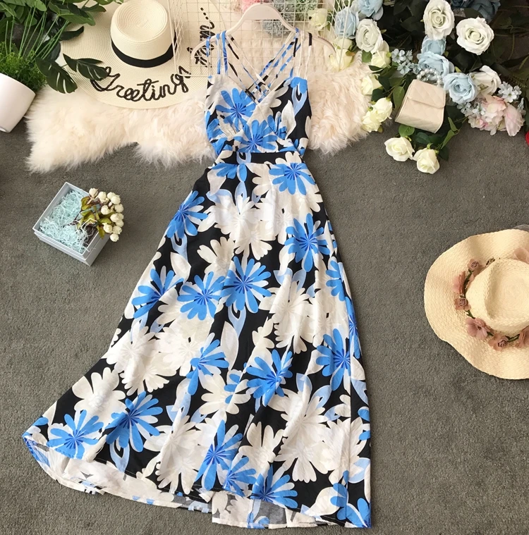 Новинка 2019 модные женские платья открытая спина платье на подтяжках летнее для