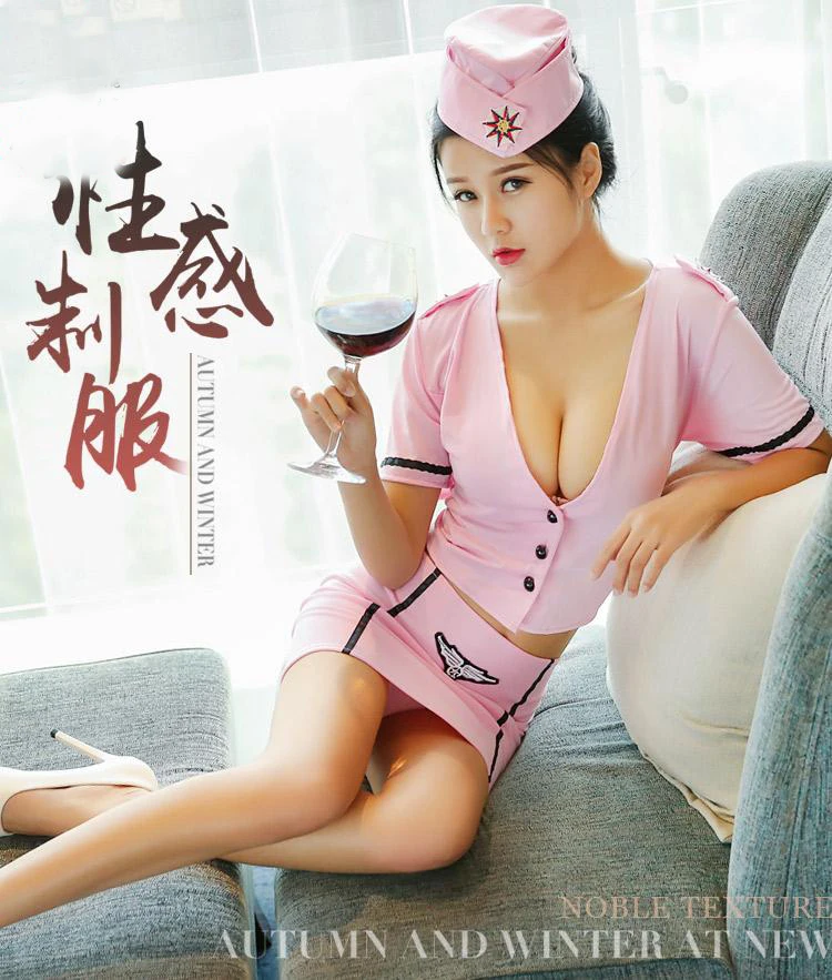 Flight Attendant Blue Uniforms Sexy Policewoman V-neck Military Fashion Stewardess Costume Cosplay Lingerie Hot Women | Тематическая