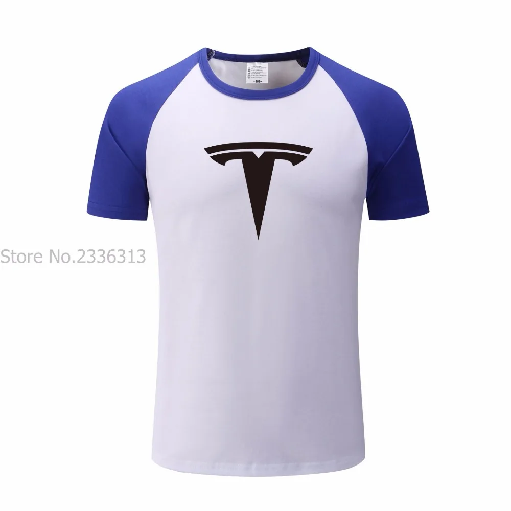 DIY из лайкры и хлопка новые модные Для мужчин Тесла футболка летние шорты рукавом