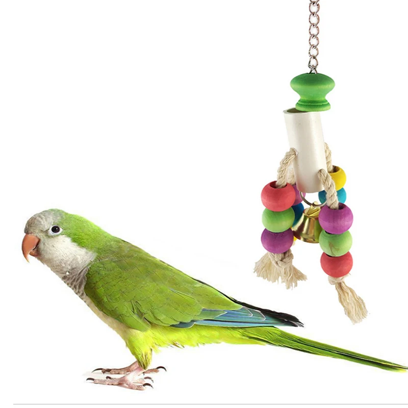 

1Pcs Parrot Toys Chewing Bite Cotton Rope Bell Bird Parakeet Hanging Cage Parrot Toy Rope bird toys birds accessoires Supplies