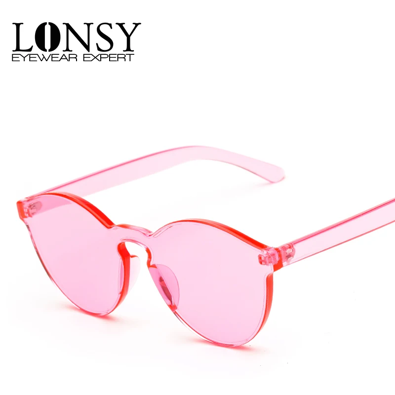LONSY 2017 модные круглые прозрачные солнцезащитные очки Женские винтажные Oculos de sol