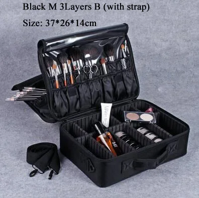 BlackM3Layer Upgrade Женский высококачественный органайзер для профессионального макияжа Bolso Mujer косметический чехол большой емкости сумка для хранения разборка чемоданы - Цвет: BlackM3Layer Upgrade