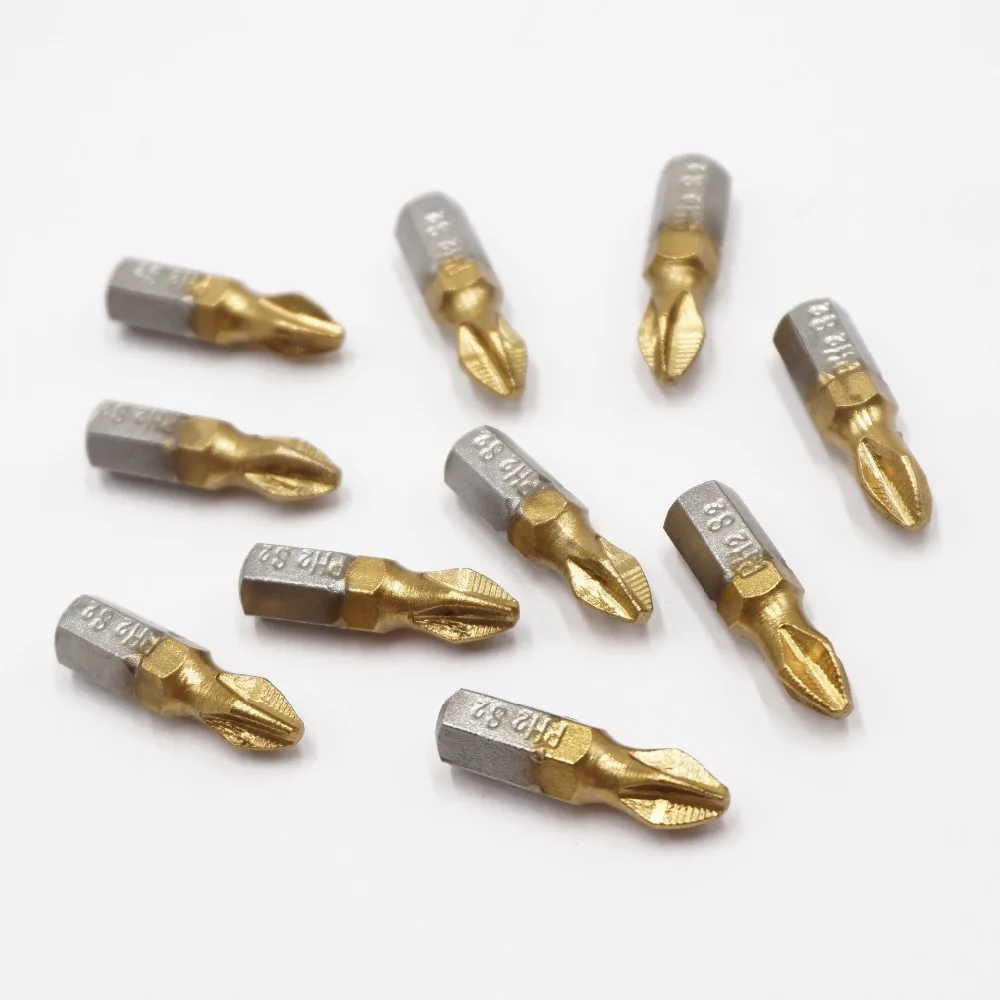10 шт. Phillips PH2 насадки для отвертки Титан покрытием 1/4 ''шестигранный хвостовик с