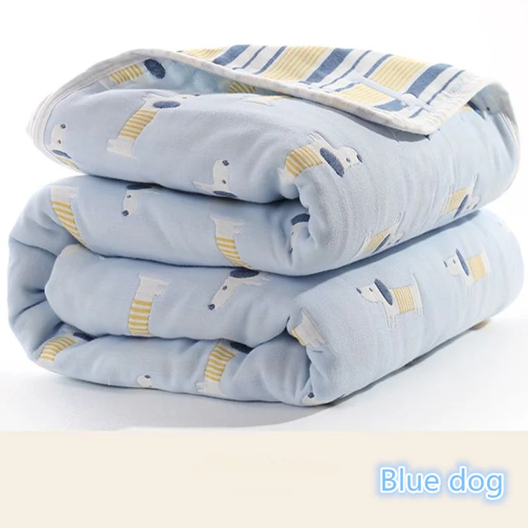 Blue dog S Детские одеяла для новорожденных Муслин Хлопок 6 слоев Толстая пеленка дети хлопчатобумажное одеяльце Детские обложки постельные принадлежности - Цвет: Blue dog S