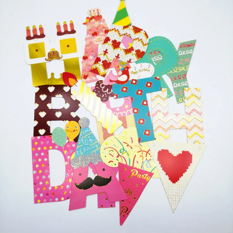 Расписанный бумажный баннер с надписью гирлянда на день рождения для мальчика