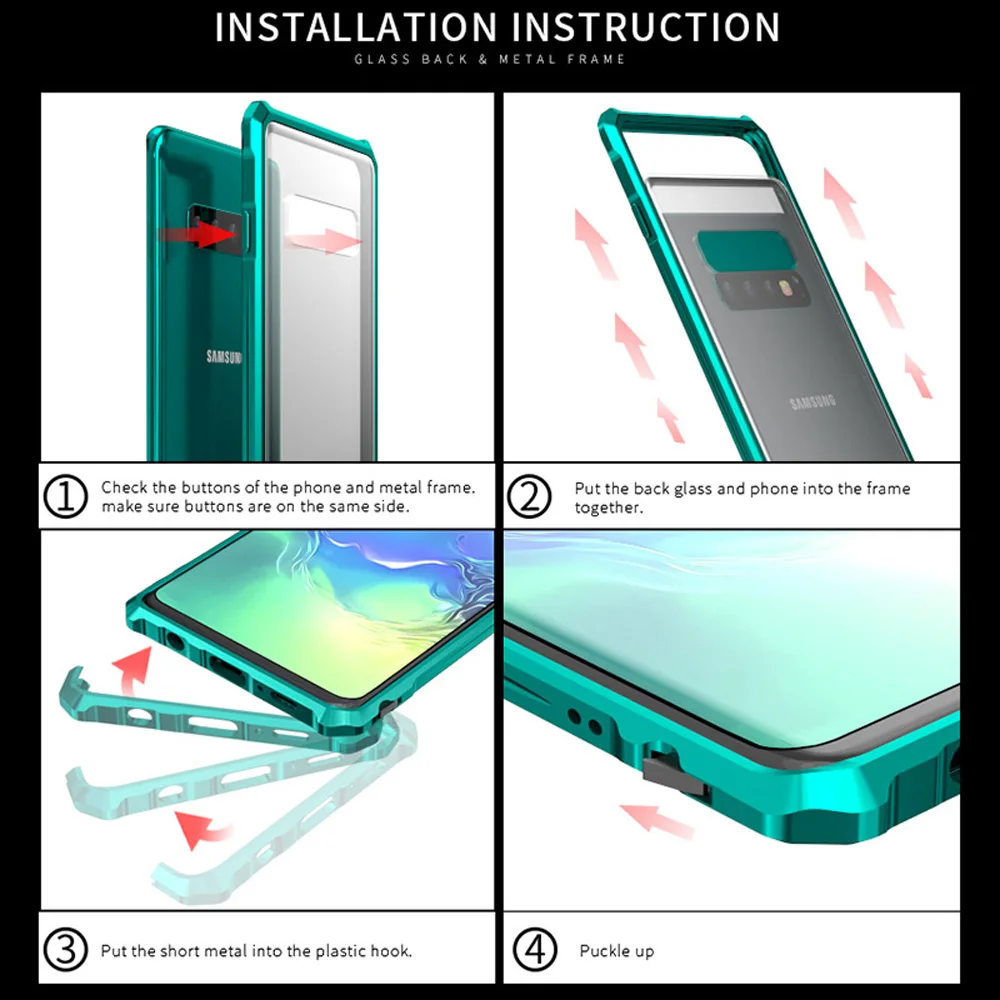 Роскошный чехол из закаленного стекла для samsung Galaxy S10, алюминиевая металлическая рамка, защитный чехол для samsung S10 Plus S10E, чехол