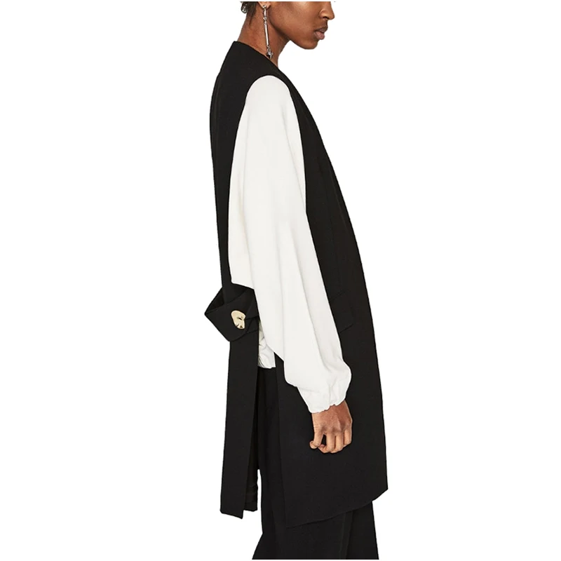 NYMPH женский черный жилет пальто 2017 Новый европейский стиль без рукавов куртка с