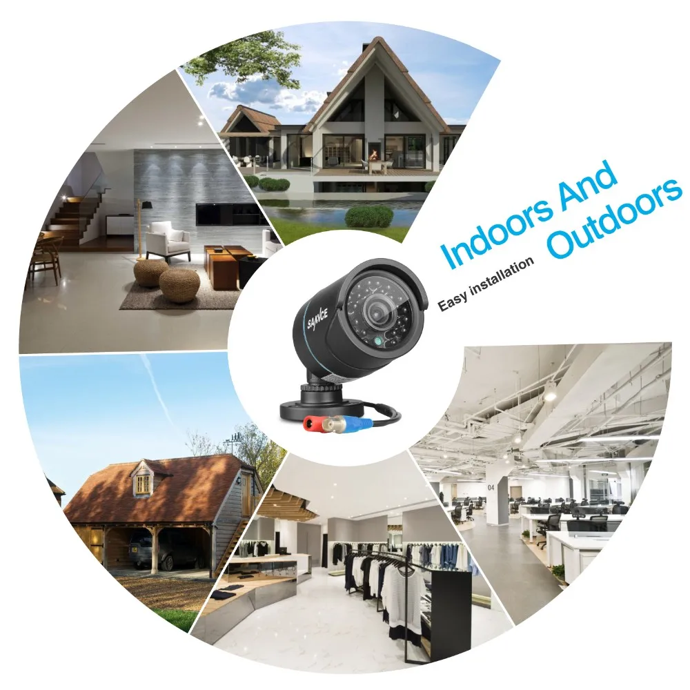 SANNCE AHD 720P 4 шт 1200TVL Bullet CCTV камера набор 1.0MP Водонепроницаемая IR-Cut камера ночного видения для системы наблюдения комплект BD