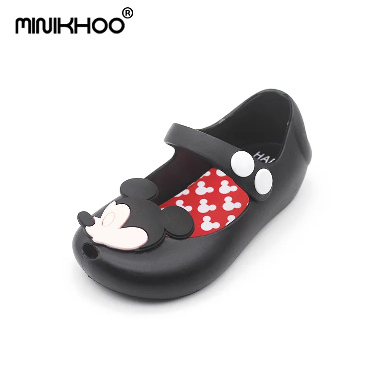 Mini Melissa/; обувь с Микки и Минни; детские сандалии для девочек; прозрачная обувь; сандалии Melissa; милые сандалии для маленьких девочек - Цвет: Black