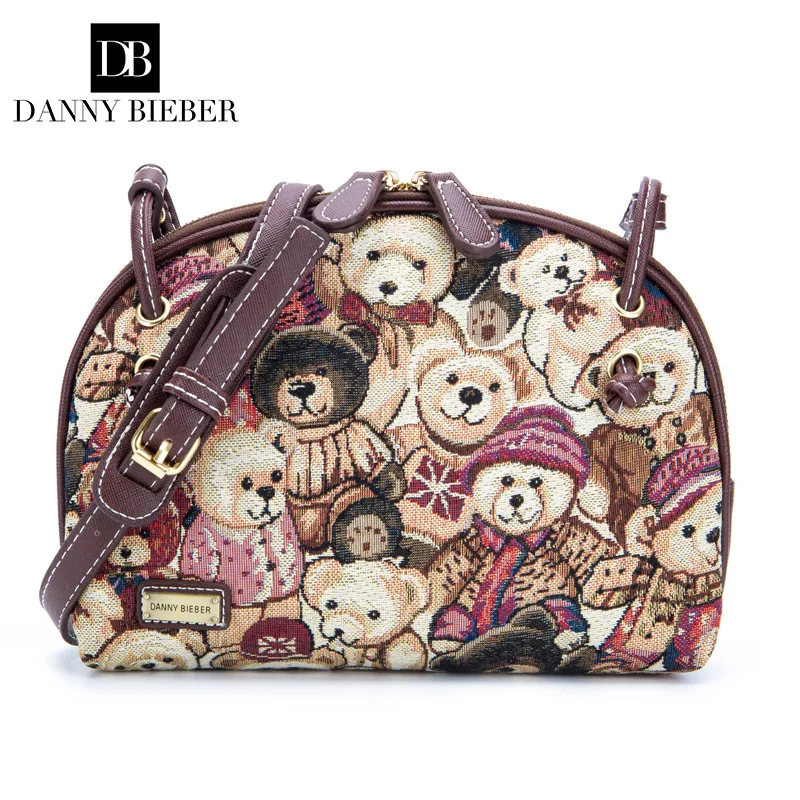 

New Cartoon Bears Printing Shell Bag Cute Canvas Bag High Quality Famous Brand Sweet Lady Bag for Girls Shoulder Messenger Bag