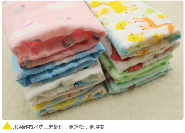2pcs/lot Baby Face Towel 6 Layers of Gauze Washing Towel Baby Towel Cotton Printed Handkerchief 30*30CM