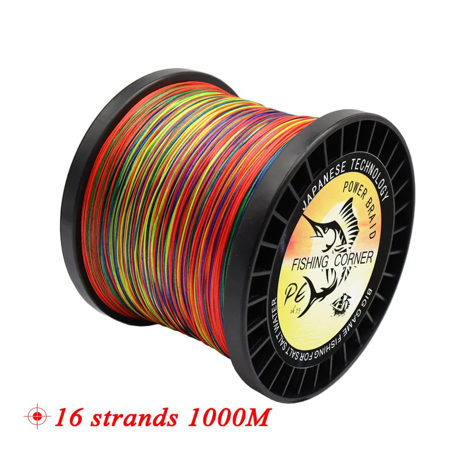 16 Strands Fishing Braided Line 300M/500M/1000M/1500M  Multifilament Multicolor Japan Saltwater Fishing Line