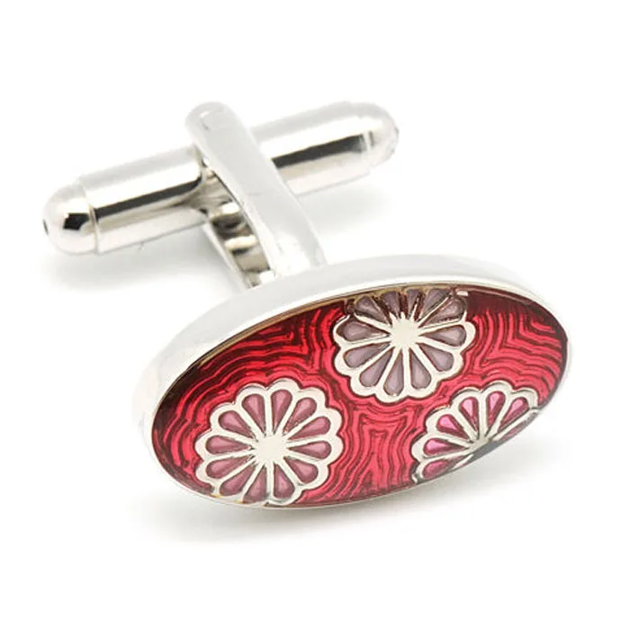 Эмалированные запонки с красными цветами для мужской одежды botton|flower botton|cufflinks for