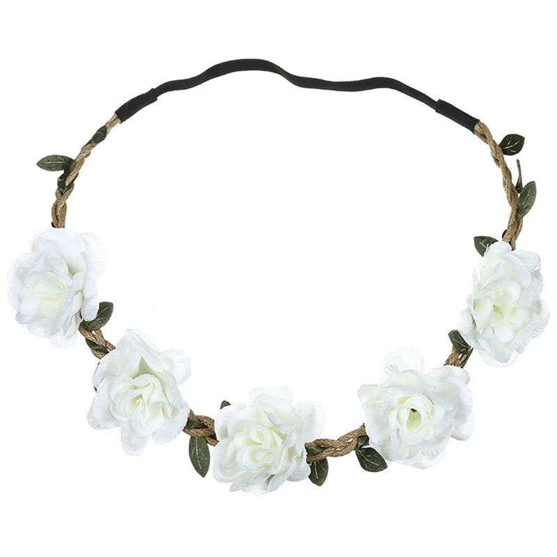 Women Flowers on Head Wedding Bridal Flower Wreath Crown Headband Floral Garlands Hair Band Accessories |
