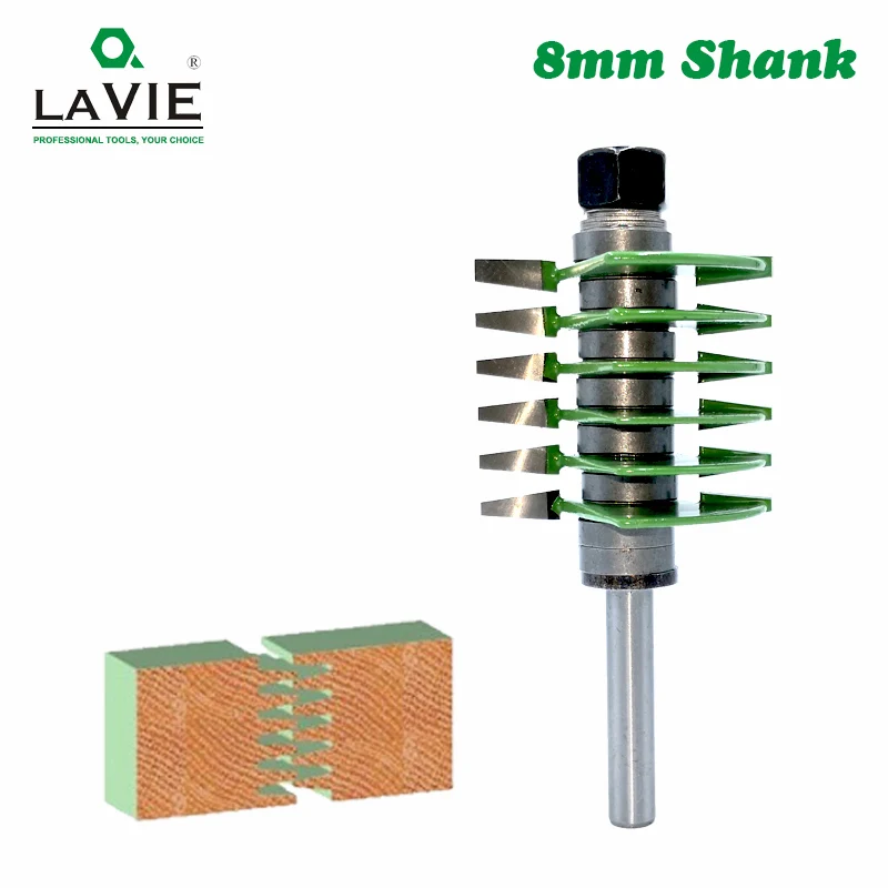 

LAVIE MC02036 1pc 8mm Shank Brand New 2 Teeth Adjustable Finger Joint Router Bit Tenon Cutter Industrial Grade for Wood Tool