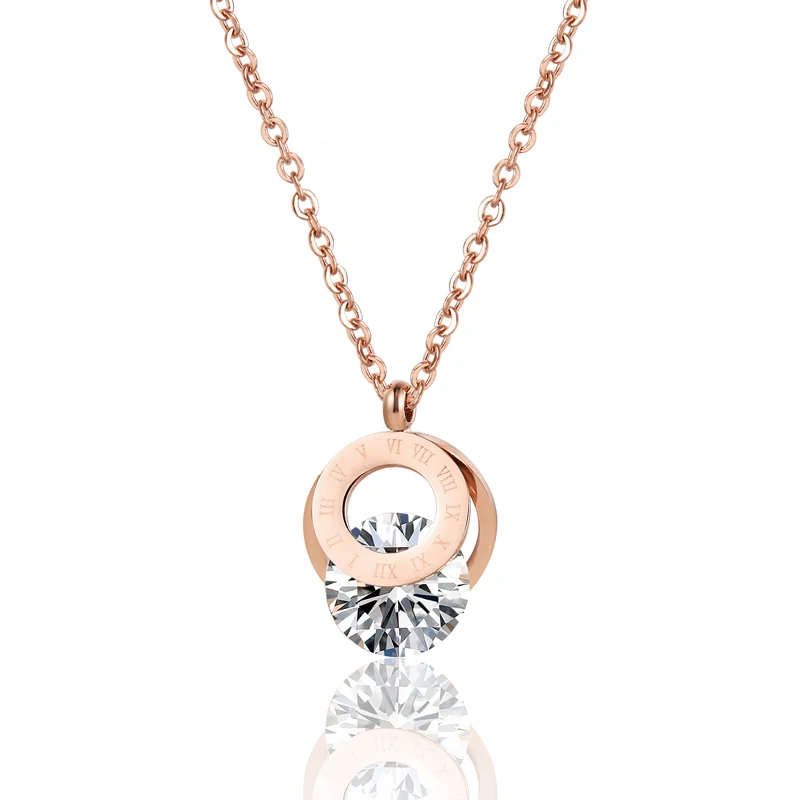 Ожерелье с подвеской из нержавеющей стали римскими цифрами и двумя