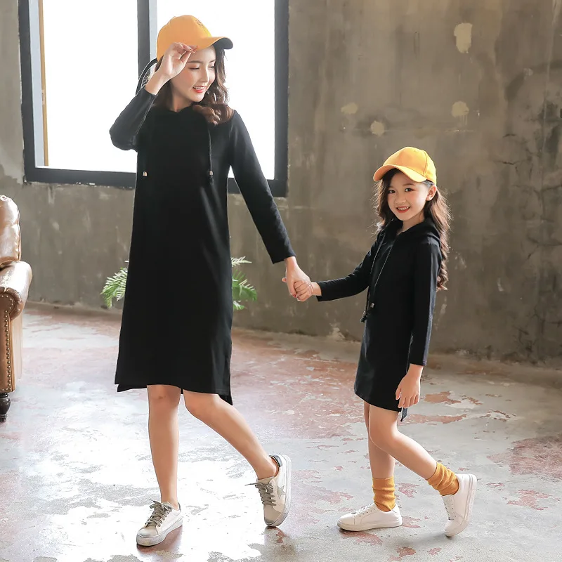 Семейные комплекты Платье свитер с длинными рукавами для семьи Джинсовый жилет