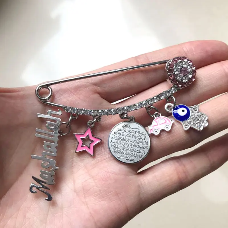 Мусульманский ислам машалла аятул КУРСИ из нержавеющей стали Хрустальная брошь