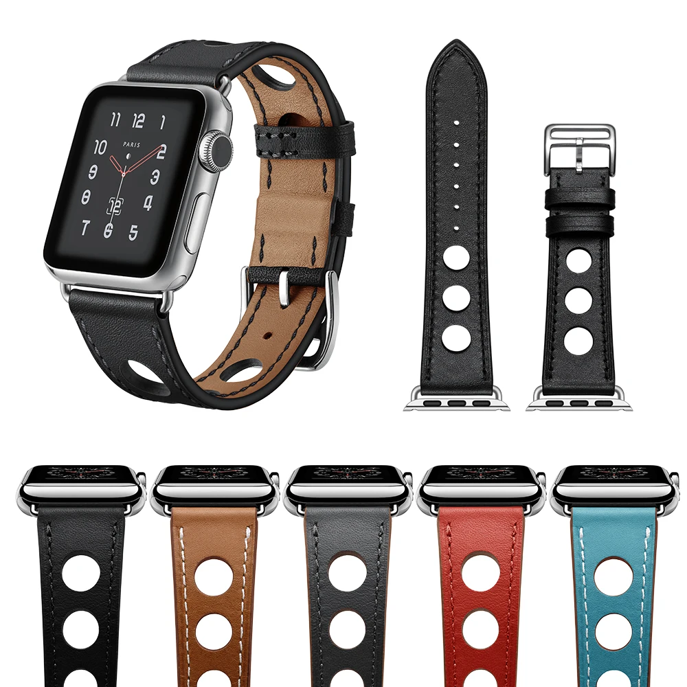 LEONIDAS натуральная кожа одиночный тур для Apple Watch ремешок Rallye полосы 42 мм|single tour|strap