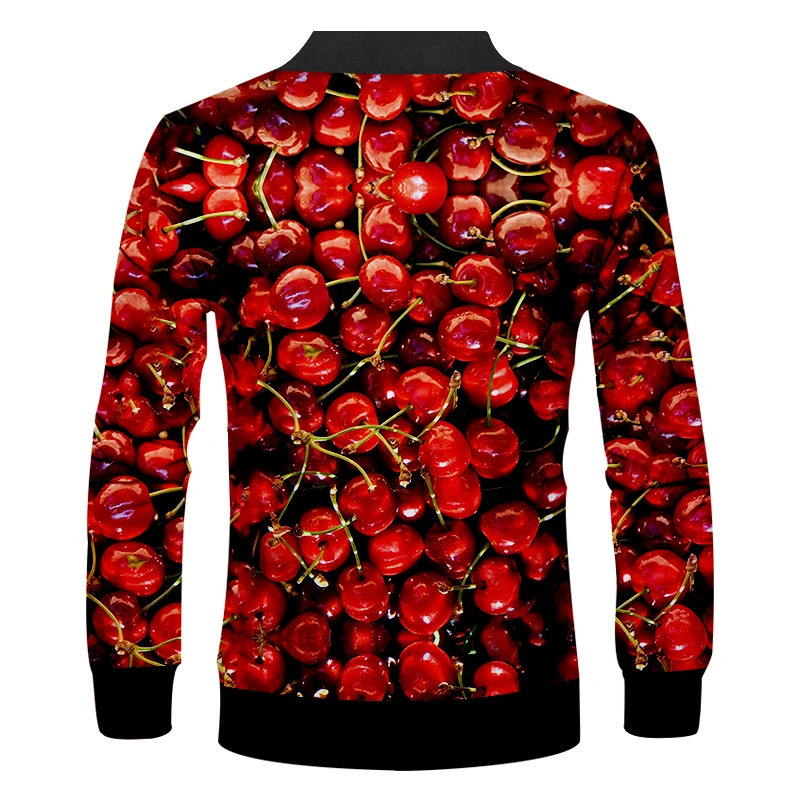 Мужская куртка на молнии CJLM с объемным принтом в виде красной вишни забавная