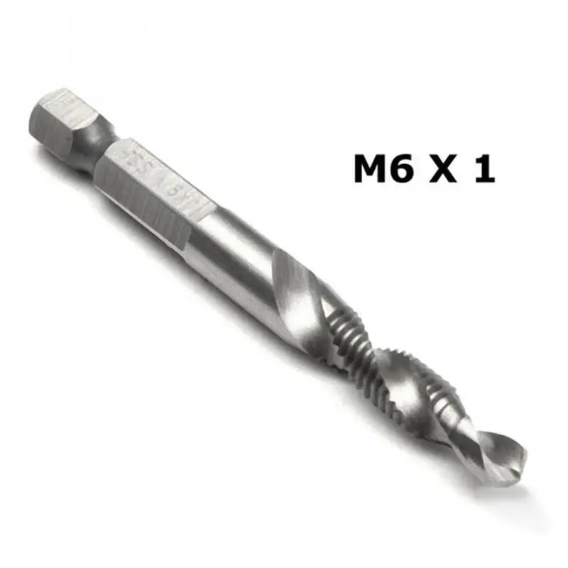 6 шт./компл. M3-M10 композитный коснитесь сверла по металлу резьба спирали круглым нажмите 1/4 ''hex HSS, шестигранная ручка составной кран сверло s